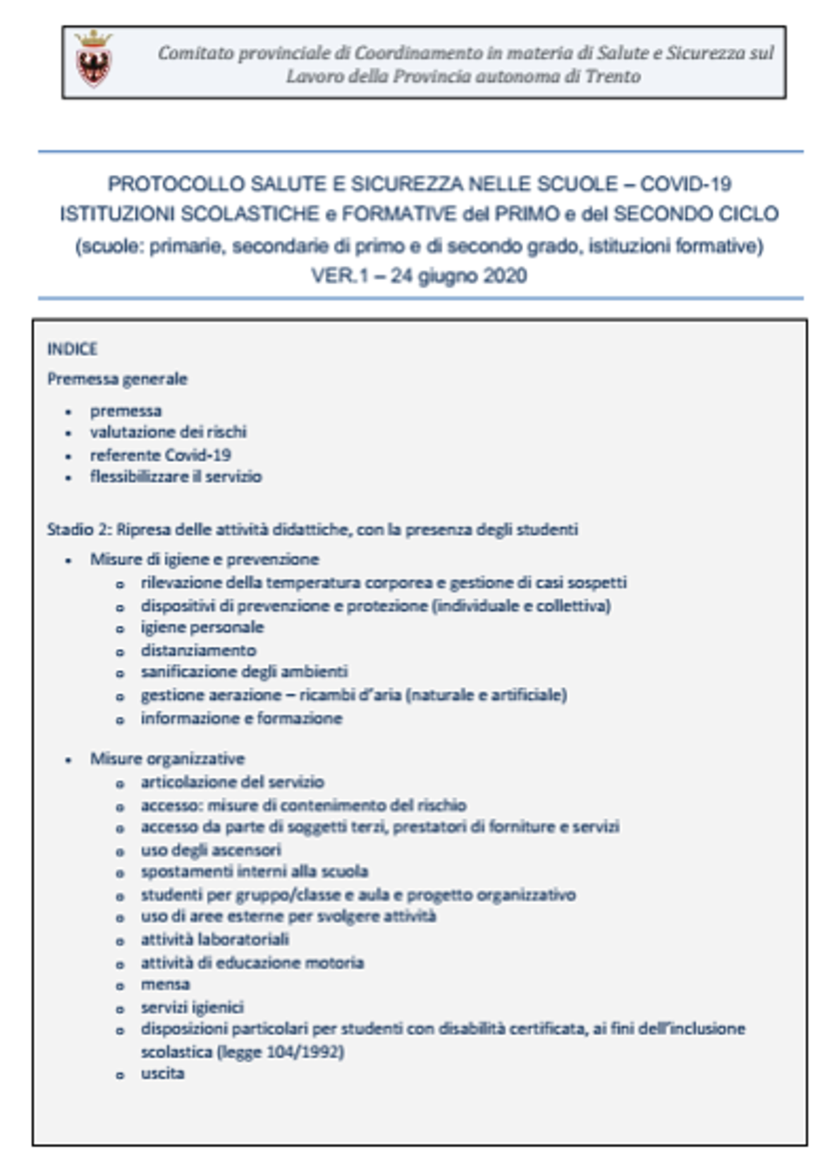 copertina protocollo scuole