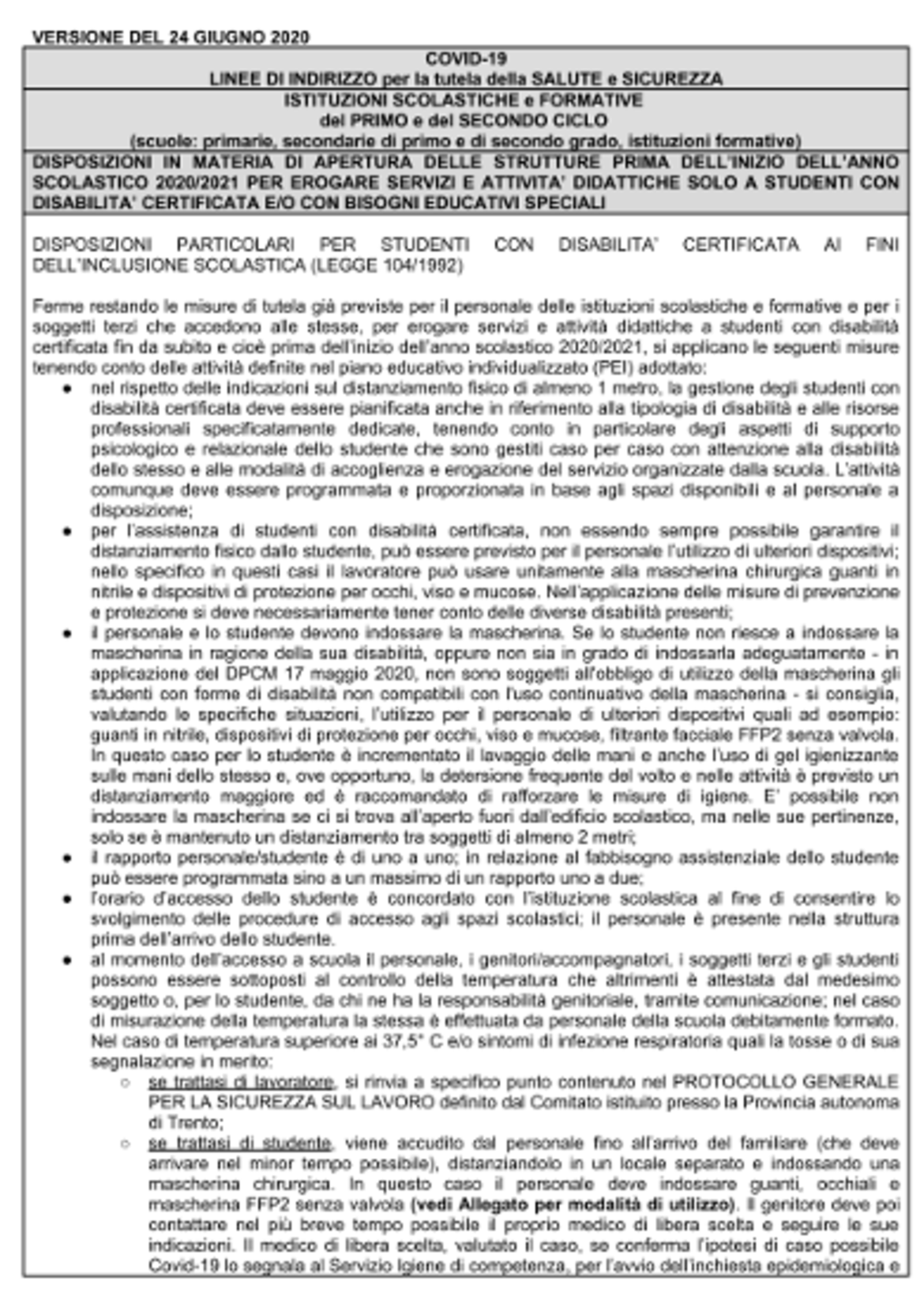 copertina linee guida scuole 